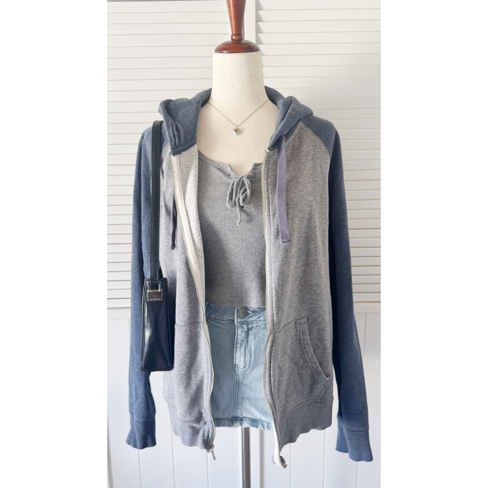 Champion Two Toned Grey Hooded Zip Up Jacket